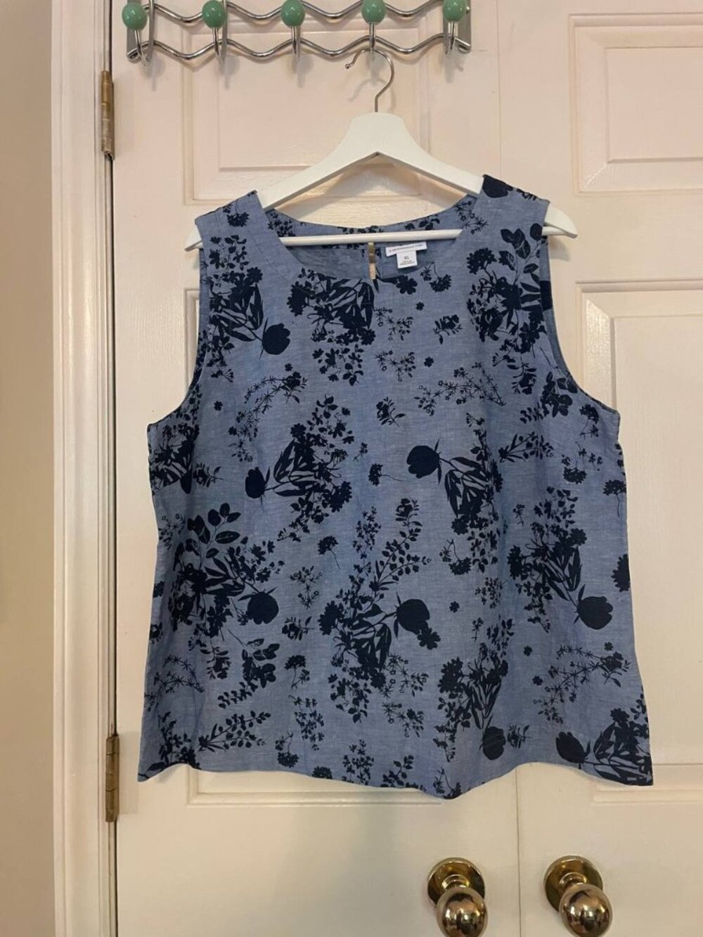 Liz Claiborne XL Coastal Floral Linen Blend Blouse sleeveless tank top